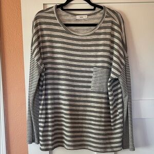 Talulah Gray Striped Women's Long-sleeve Top